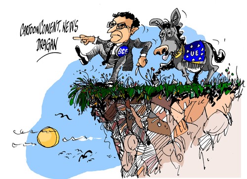 Cartoon: Draghi-estrategia en dos pasos (medium) by Dragan tagged mario,draghi,banco,central,europeo,bce,politics,cartoon