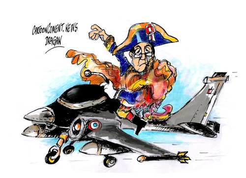 Cartoon: Francois Hollande-visita (medium) by Dragan tagged francois,hollande,francia,mali,gerra,bombardeos,politics,cartoon