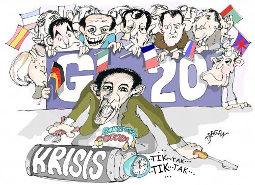 Cartoon: G 20-OBAMA (medium) by Dragan tagged obama,g20,krisic,ekonomic