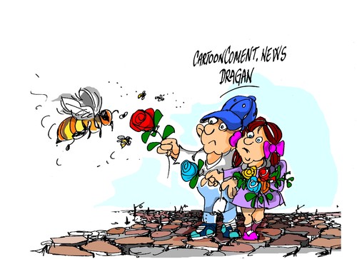 Cartoon: Greenpeace-Salvemos a las abejas (medium) by Dragan tagged greenpeace,salvemos,las,abejas,cartoon