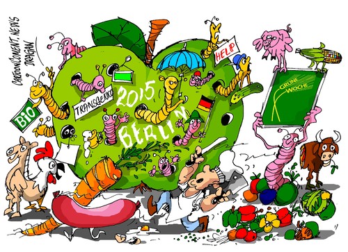 Cartoon: Grüne Woche-Berlin 2015 (medium) by Dragan tagged grüne,woche,berlin,2015,agricultura,alimentacion,horticultura,cartoon