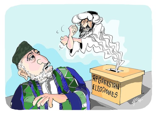 Cartoon: Hamid Karzai (medium) by Dragan tagged hamid,karzai,afganistan,elecciones,politics