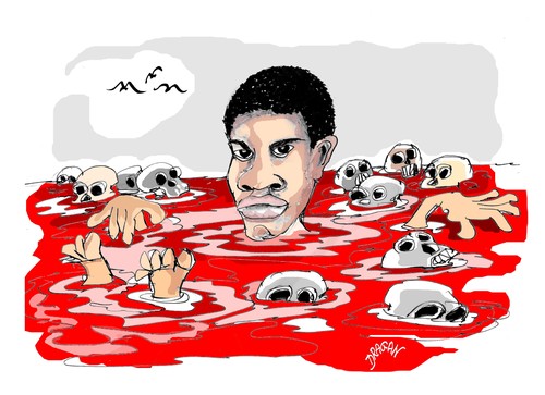 Cartoon: Idelphonse Nizeyimana (medium) by Dragan tagged idelphonse,nizeyimana,ruanda