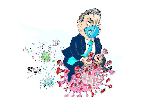 Cartoon: Jair Bolsonaro-coronavirus (medium) by Dragan tagged jair,bolsonaro,coronavirus,brazil