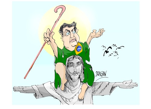 Cartoon: Jair Bolsonaro-Mesias (medium) by Dragan tagged jair,bolsonaro,mesias,brazil