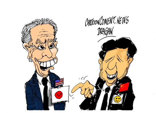 Cartoon: Joe Biden- Xi Jinping-Japon (medium) by Dragan tagged joe,biden,eeuu,estados,unidos,xi,jinping,china,japon,politics,cartoon
