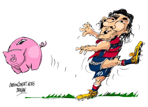Cartoon: Lionel Messi-fraude (medium) by Dragan tagged cartoon,hacienda,barcelona,fraude,messi,lionel