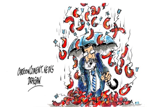 Cartoon: Mariano Rajoy- chorizos (medium) by Dragan tagged mariano,rajoy,chorizo,partido,popular,pp,spain,gobierno,corrupcion,politics,cartoon
