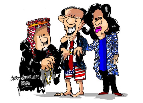 Cartoon: Michelle Obama sin velo (medium) by Dragan tagged michelle,obama,velo,riad,arabia,saudi,eeuu,politics,cartoon