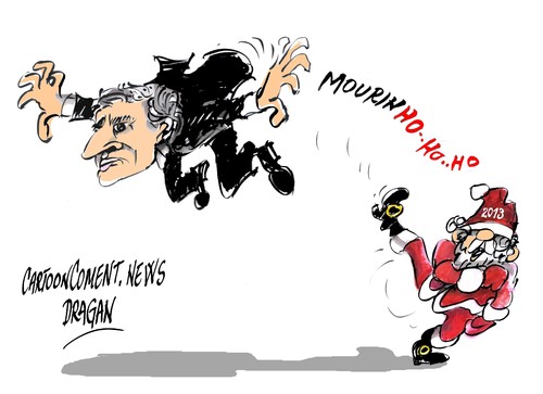 Cartoon: Mourinho ho ho (medium) by Dragan tagged real,madrid,jose,mario,dos,santos,mourinho,felix,fudbol,cartoon,ho