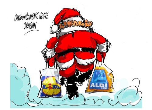 Cartoon: Navidad-supermercados (medium) by Dragan tagged navidad,happy,holydays,papa,noel,crisis,supermercados,cartoon