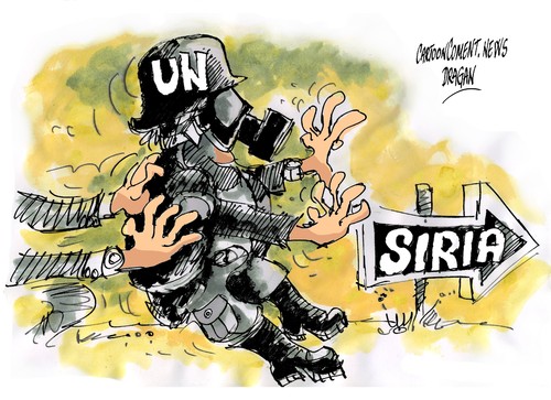 Cartoon: ONU regreso a Siria (medium) by Dragan tagged cartoon,politics,quimicas,armas,siria,regreso,onu