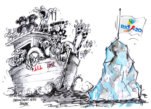 Cartoon: Rio 20 fracaso (medium) by Dragan tagged cumbre,de,rio,20,brazil,cambnio,climatico,desarollo,sostenible,politics,cartoon