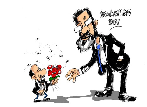 Cartoon: Rubalcaba-Rajoy-la cita (medium) by Dragan tagged alfredo,perez,rubalcaba,mariano,rajoy,moncloa,consejo,europeo,psoe,partido,socialista,obrero,espanol,popular,politics,cartoon