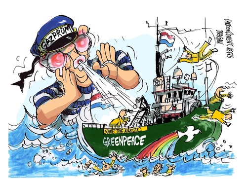 Cartoon: Rusia Gazprom Greenpeace (medium) by Dragan tagged rusia,gazprom,greenpeace,politics,cartoon