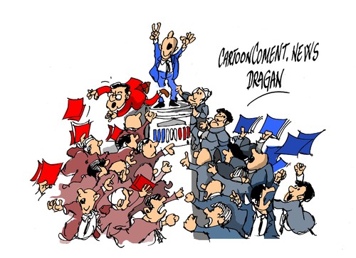 Cartoon: Senado frances-reconquista (medium) by Dragan tagged senado,francia,reconquista,frente,nacional,union,para,un,movimiento,popular,ump,partido,socialista,ps,politics,cartoon