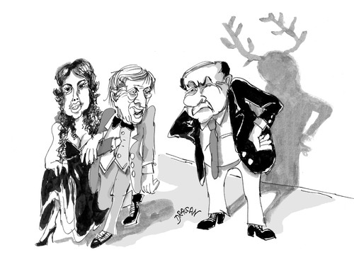 Cartoon: Silvio Berlusconi-Opera de Viena (medium) by Dragan tagged cartoon,politics,viena,de,opera,robacorazones,ruby,mahroug,el,karima,lugner,richard,berlusconi,silvio