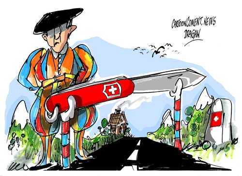 Cartoon: Suiza-trabas (medium) by Dragan tagged suiza,trabas,libre,circulacion,trabajo,politics,cartoon