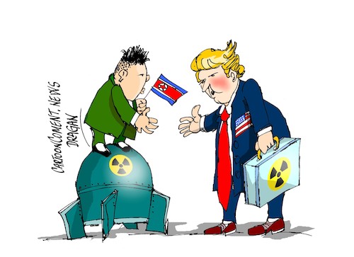 Cartoon: Trump-Kim Jong-un-igual a igual (medium) by Dragan tagged donald,trump,kim,jong,un,corea,del,norte,eeuu,igual