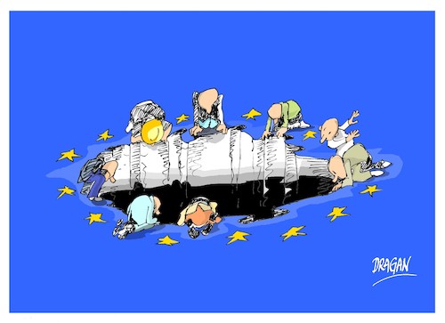 Cartoon: UE-zona euro (medium) by Dragan tagged ue,zona,euro
