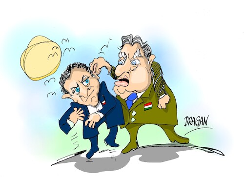 Cartoon: Viktor Orban-Donald Tusk (medium) by Dragan tagged viktor,orban,donald,tusk