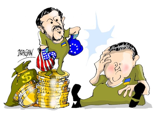 Cartoon: Zelenski-Zaluzhni (medium) by Dragan tagged volodimir,zelenski,valerii,zaluzhny,ukrania