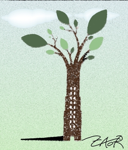 Cartoon: city plant (medium) by johnxag tagged tree,city,environment,problem,earth,johnxag