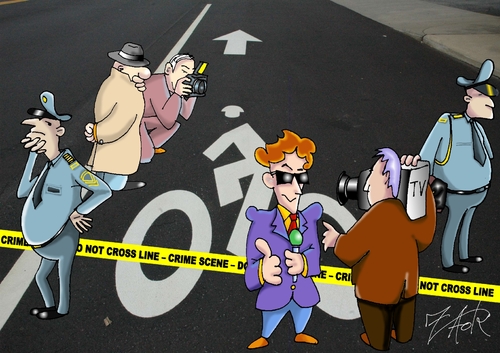 Cartoon: crime scene (medium) by johnxag tagged bicycle,bike,lane,road,accident,crime,police