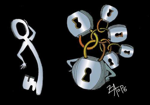 Cartoon: locks and keys (medium) by johnxag tagged key,keyhole,padlock,unlock,lock