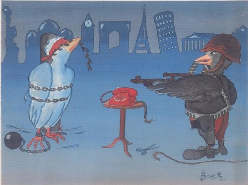 Cartoon: Peace Impossible (medium) by johnxag tagged difficult,pigeons,peace