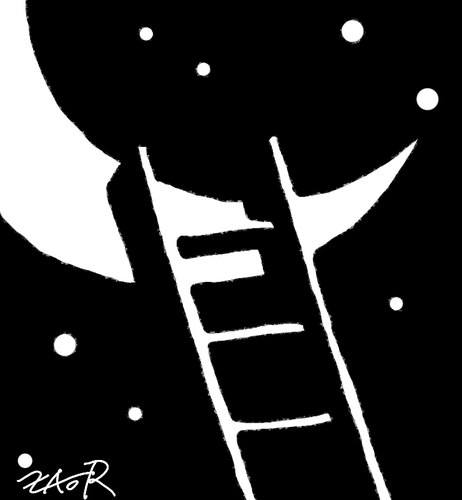 Cartoon: romance (medium) by johnxag tagged johnxag,stars,night,romantic,moon,flight,fly