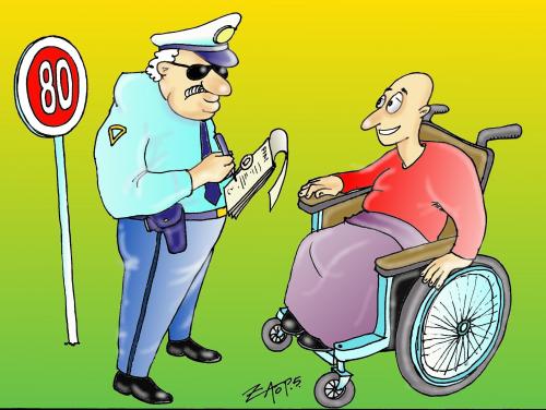 Cartoon: speed limit 80 (medium) by johnxag tagged stupidity,limit,speed,policeman,cop,handicap