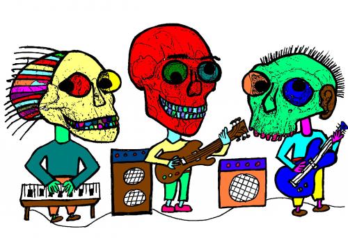 Cartoon: Bonehead band (medium) by Rudd Young tagged ruddyoung,boneheads,goggles