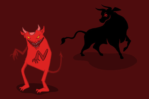 Cartoon: Bull vs Devil... (medium) by berk-olgun tagged bull,vs,devil