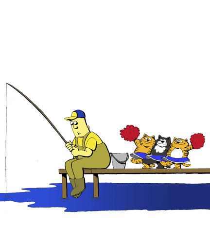 Cartoon: Cat and The Fisherman... (medium) by berk-olgun tagged cat,and,the,fisherman