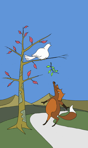 Cartoon: Dove and Fox... (medium) by berk-olgun tagged dove,and,fox