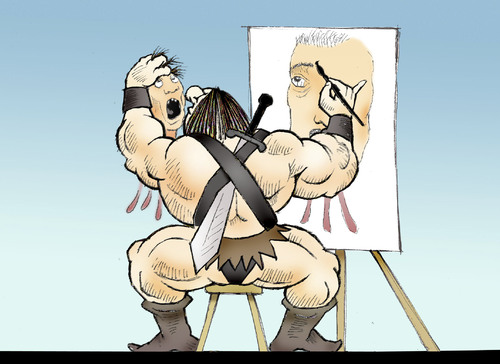 Cartoon: Earlier Portrait Painter.. (medium) by berk-olgun tagged earlier,portrait,painter