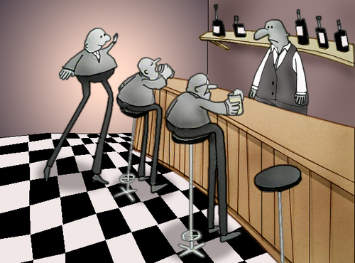 Cartoon: Evolution at the Bar.. (medium) by berk-olgun tagged evolution