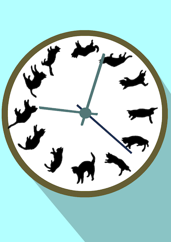 Cartoon: Falling Cat Clock... (medium) by berk-olgun tagged falling,cat,clock