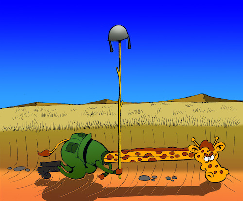 Cartoon: Giraffe and Trench... (medium) by berk-olgun tagged giraffe,and,trench