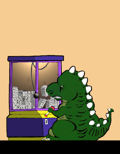 Cartoon: Godzilla Game... (medium) by berk-olgun tagged godzilla,game