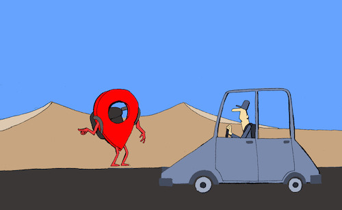 Cartoon: Hitchhiker... (medium) by berk-olgun tagged hitchhiker
