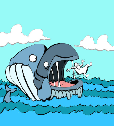 Cartoon: Jonah and the Whale... (medium) by berk-olgun tagged heimlich,maneuver