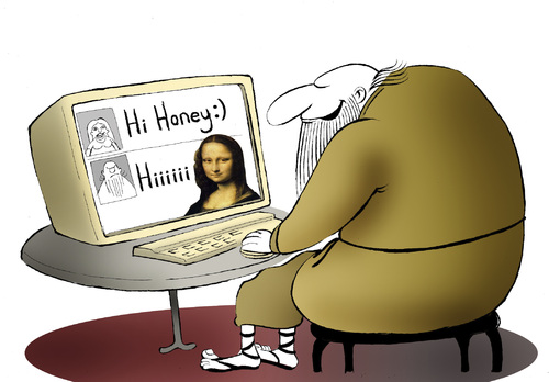 Cartoon: Leonardo at Chat... (medium) by berk-olgun tagged leonardo,at,chat