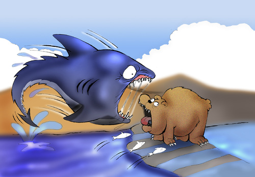 Cartoon: Little Fish-Big Fish... (medium) by berk-olgun tagged little,fish,big