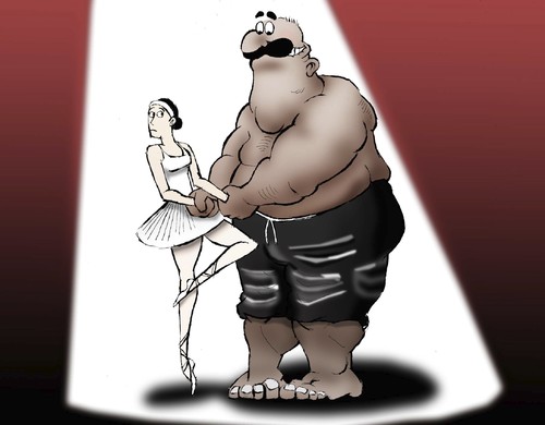 Cartoon: Love of the Wrestler... (medium) by berk-olgun tagged love,of,the,wrestler