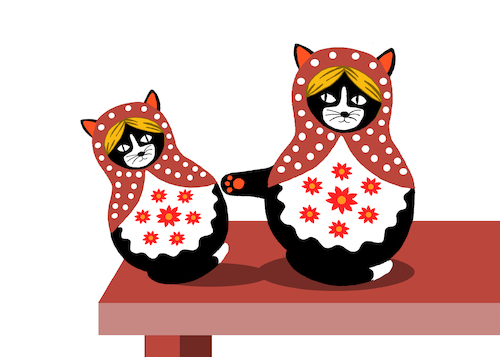 Cartoon: Matryoshka Cat... (medium) by berk-olgun tagged matryoshka,cat