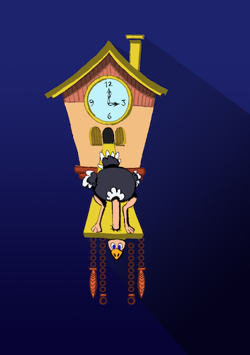 Cartoon: Ostrich Clock... (medium) by berk-olgun tagged ostrich,clock