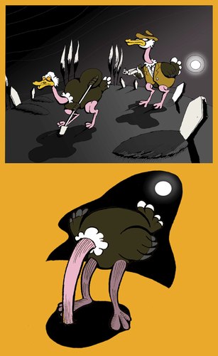Cartoon: Ostrich Mafia... (medium) by berk-olgun tagged ostrich,mafia