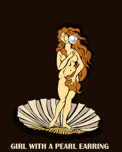 Cartoon: Pearl Earring... (medium) by berk-olgun tagged pearl,earring